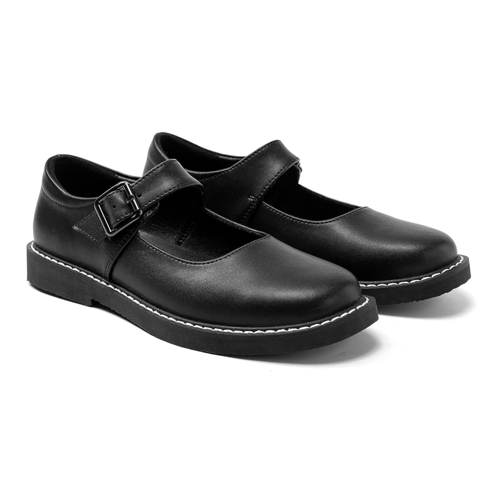 Damskie buty Mary Jane skórzane czarne, antypoślizgowe