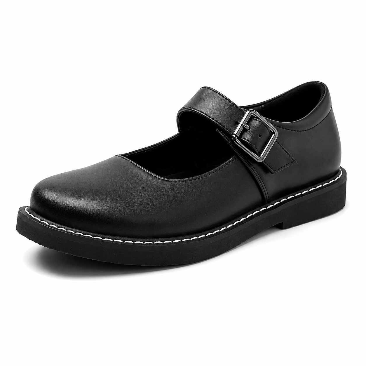 Damskie buty Mary Jane skórzane czarne, antypoślizgowe
